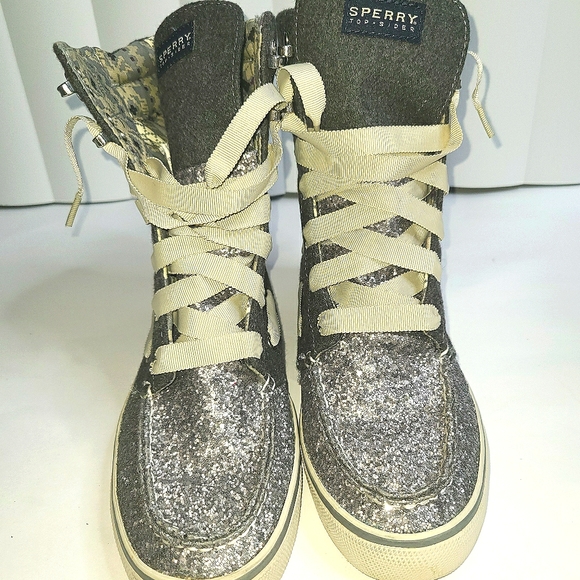 Sperry Shoes - Sz 9 Sperry Aklin Charcoal Glitter Boot